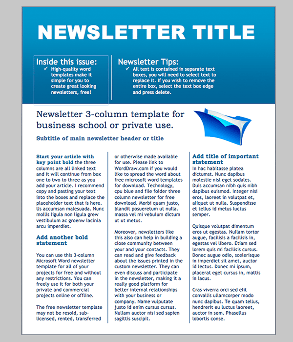 One page newsletter templates from microsoft office
