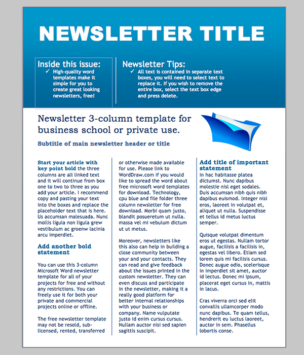 Free Newsletter Templates For Microsoft Word