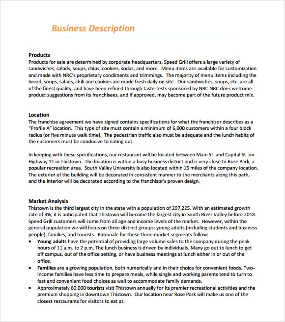 restaurant business plan in pdf