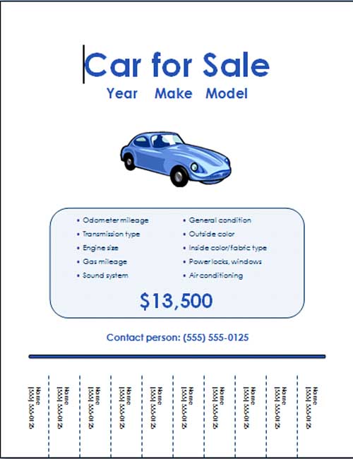 5 Free Car For Sale Flyer Templates Excel PDF Formats