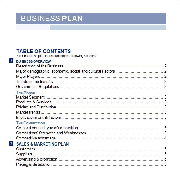 sample of detailed business plan