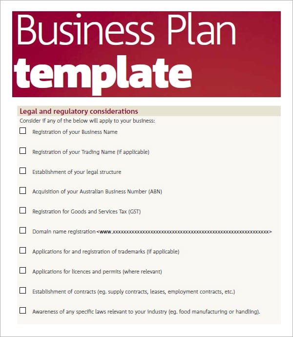 free template of business plan