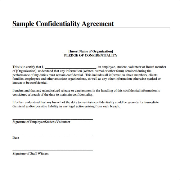 7 Free Confidentiality Agreement Templates Excel PDF Formats